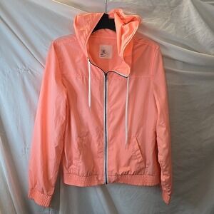 ZINE Women's Peach Windbreaker Hooded Lightweight Jacket Coat Size Large L